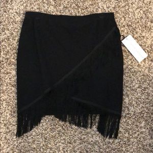 Mini skirt black fringe